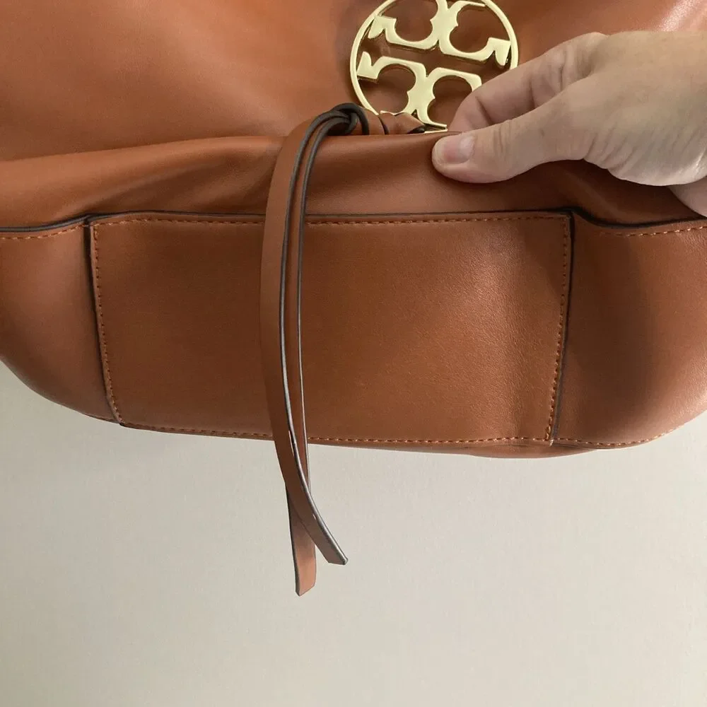 Tory Burch Metal Miller Slouchy Hobo Leather Shoulder/Crossbody Bag, Brown